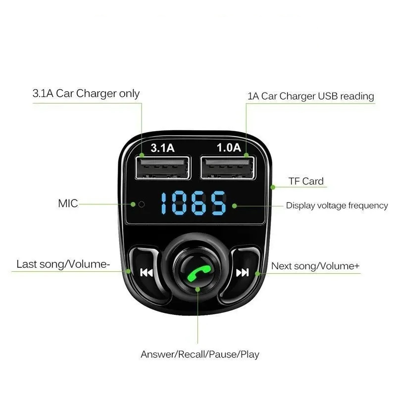 Car FM Modulator with Bluetooth Transmitter MP3 USB Player