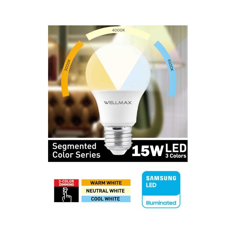 wellmax samsung led bulb 3 colours 15W