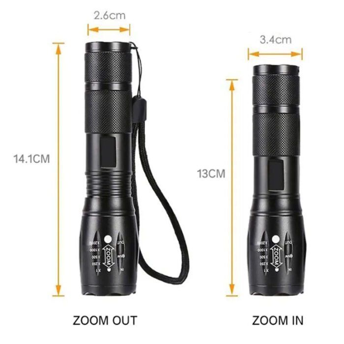 torch light rechargeable battery zoom feature