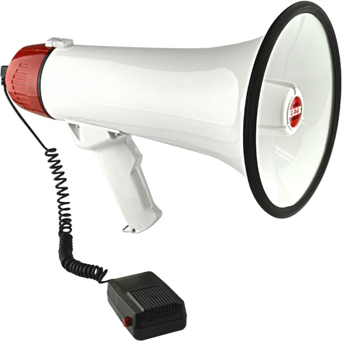 Nippon America SK-33S Handheld Power Bullhorn Megaphone with Built-In Siren, White