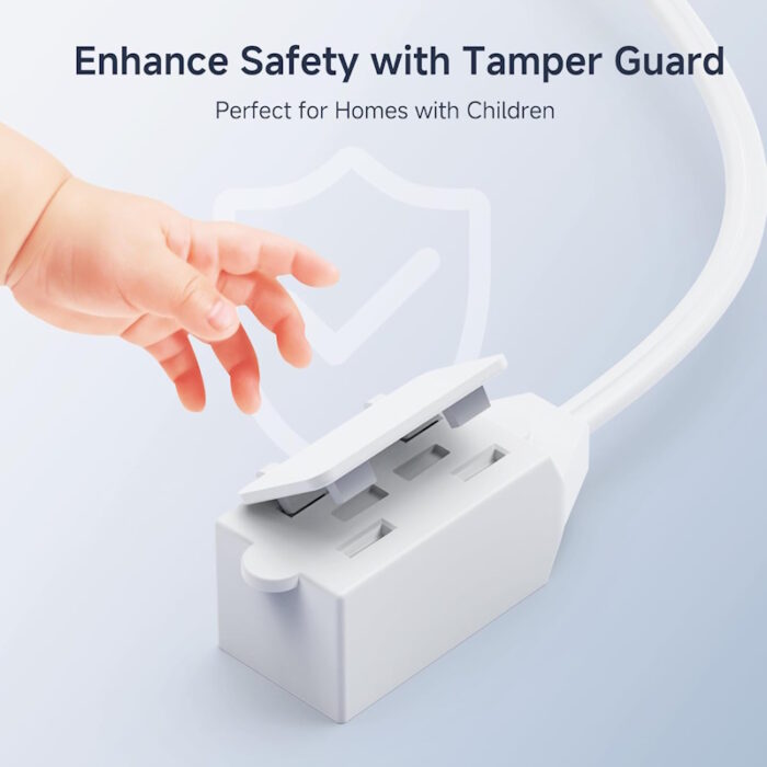 extension cord with multiple outlets with tamper protection guard for children